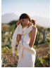 Halter Neck Ivory Lace Low Back Wedding Dress